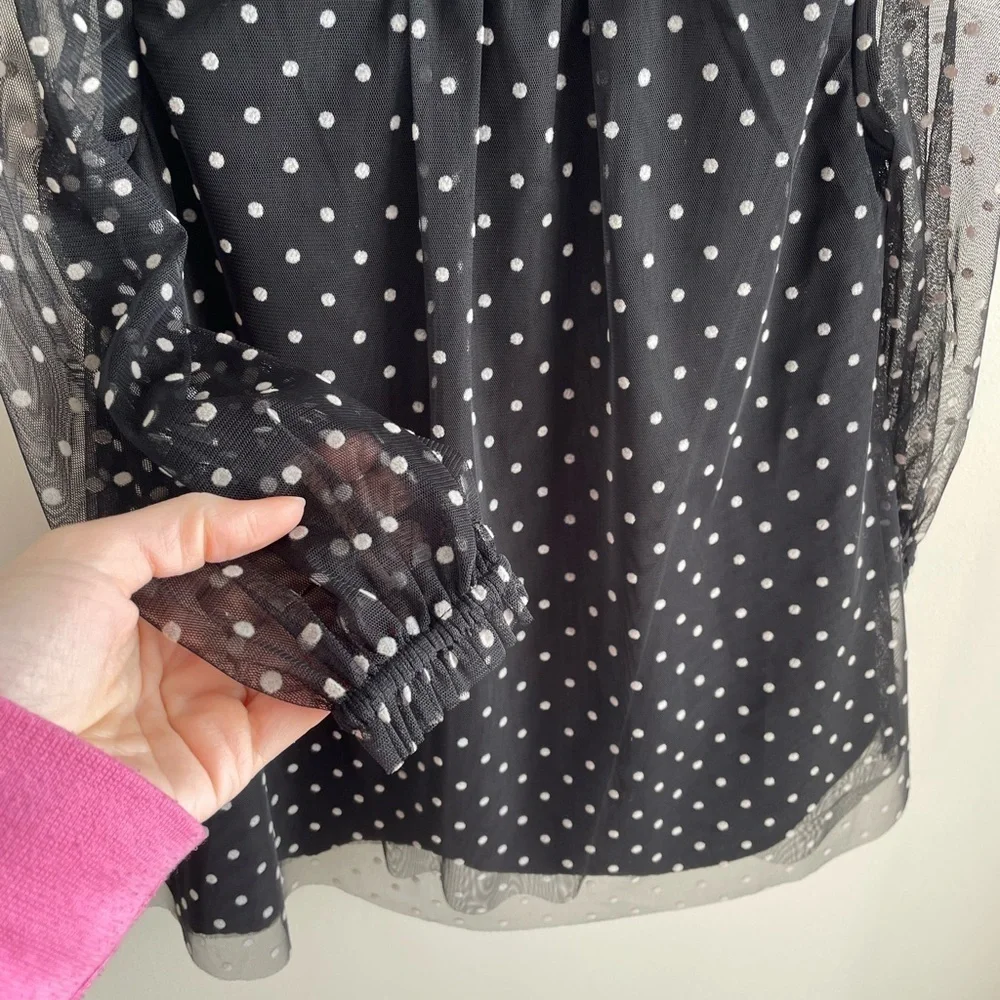 Baby Gap Toddler Girl Flocked Tulle Dress - Black Polka Dot - Size 4 Years - NWT